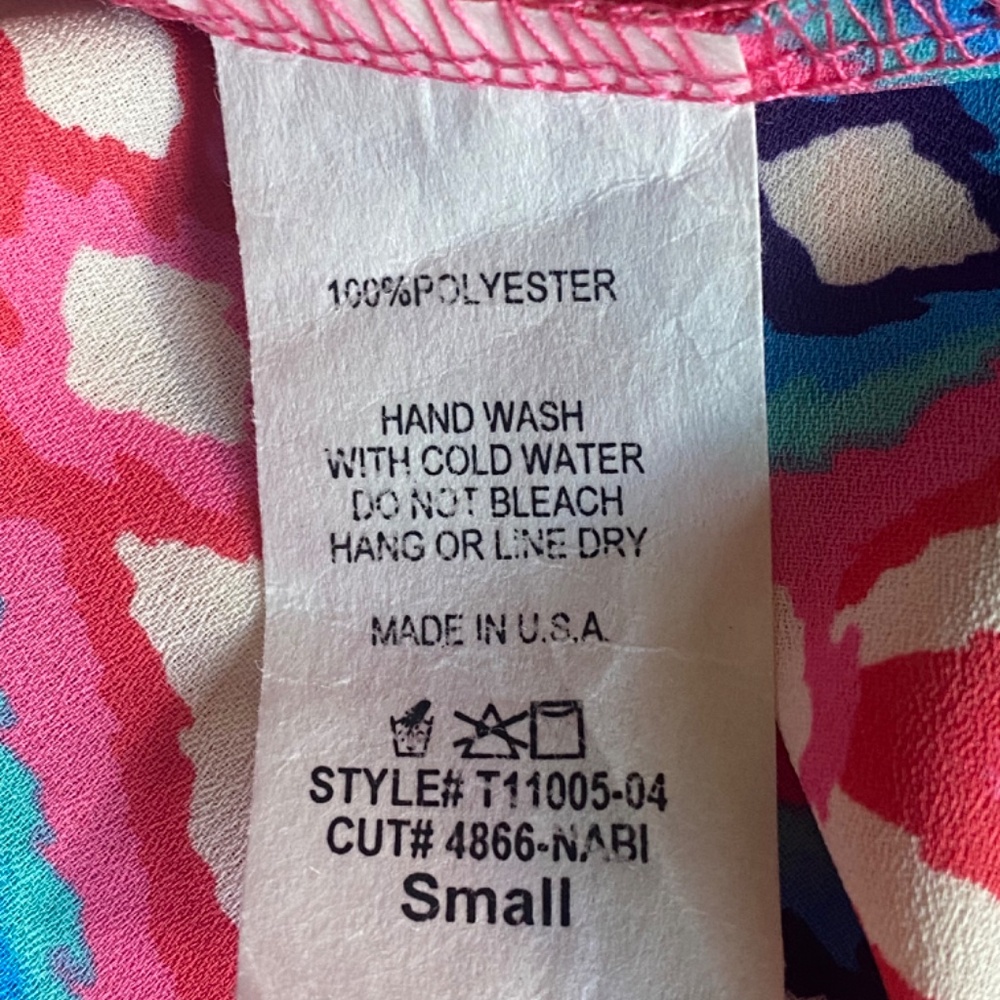 Peach Love California tunic top pink blue diamond pattern Small - Picture 16 of 16